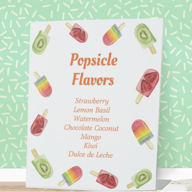 Cute Fruit Popsicle Flavours Summer Party Pedestal Sign (Creator Uploaded)