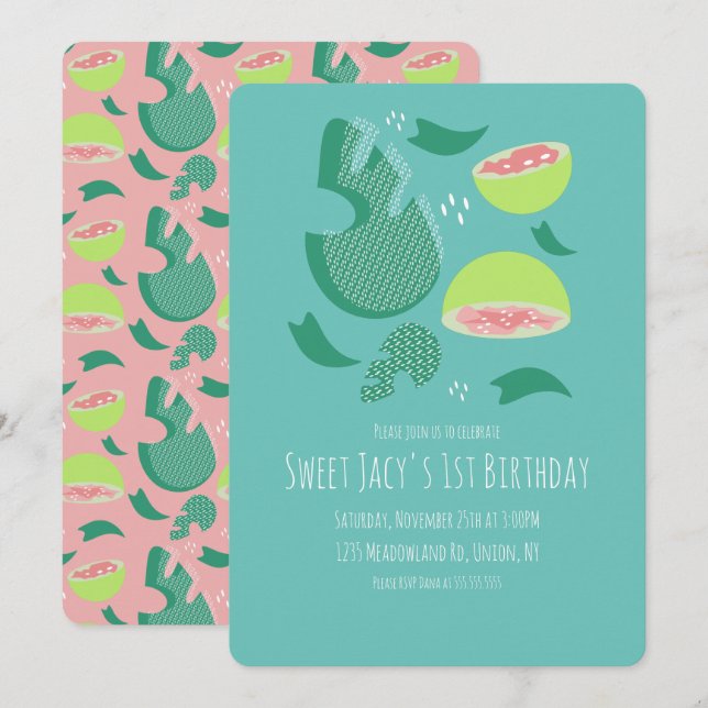 Cute Fruit Salad Guava Sweet Birthday Invitation (Front/Back)