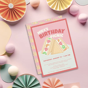 Cute Fruit Sandwich Picnic Birthday Party Invitation