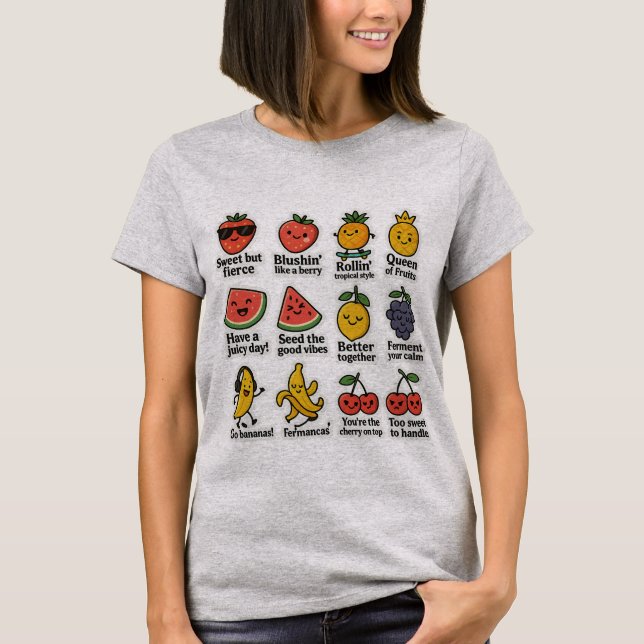 Cute Fruit Stickers Bundle – Funny Summer  T-Shirt (Front)
