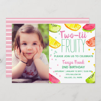 Cute fruit theme kid 2nd birthday party invited invitation