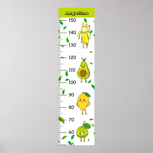 Cute Fruits Kawaii Growth Chart (Front)