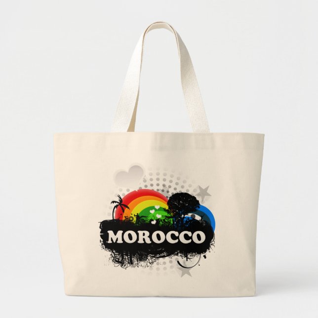 Cute Fruity Morocco Large Tote Bag (Front)