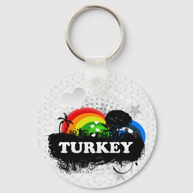 Cute Fruity Turkey Key Ring (Front)