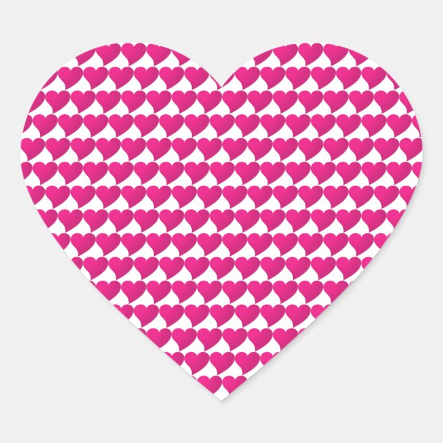 Cute fuchsia hot pink hearts pattern modern heart sticker (Front)