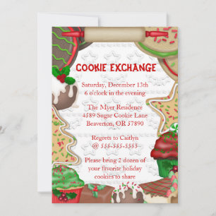 Cute Fudge & Sugar Cookie Exchange Holiday Invite