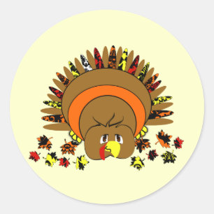 Cute Full Colour Turkey Classic Round Sticker