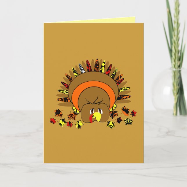 Cute Full Colour Turkey Holiday Card (Front)