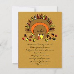 Cute Full Colour Turkey Invitation