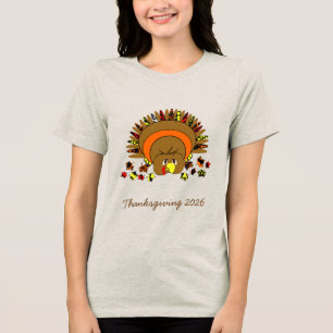 Cute Full Colour Turkey Tri-Blend Shirt