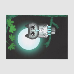 Cute Full Moon Owl Tissue Paper