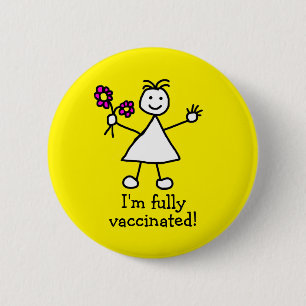 Cute Fully Vaccinated Cute Yellow 6 Cm Round Badge