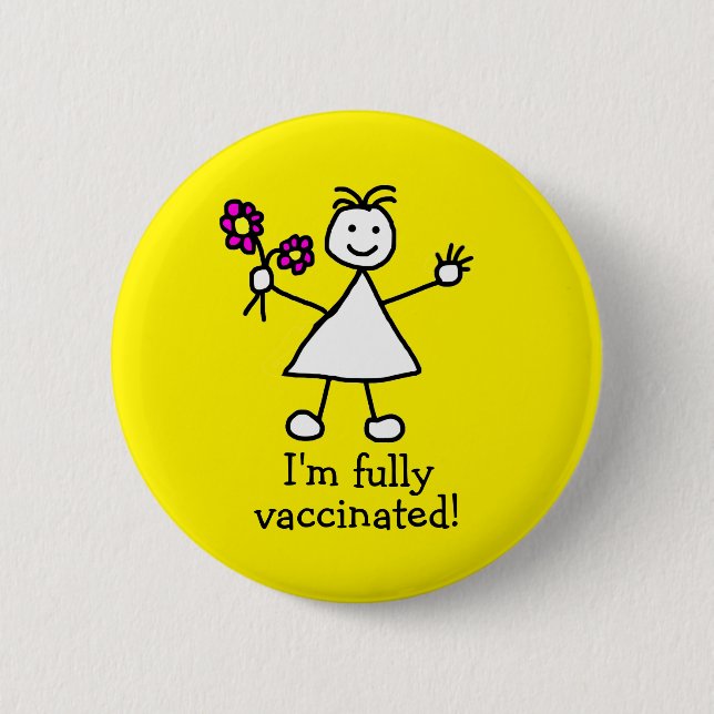 Cute Fully Vaccinated Cute Yellow 6 Cm Round Badge (Front)
