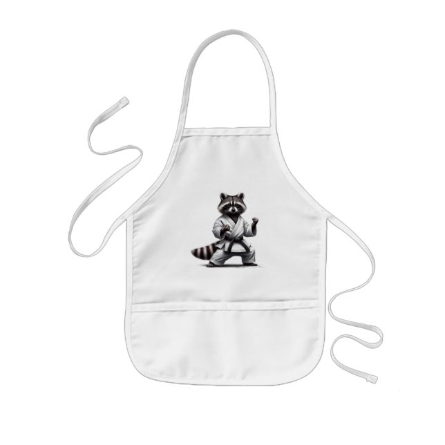 Cute Fun Animal Humour Racoon  Martial Arts Kids Apron (Front)