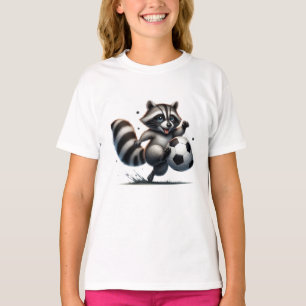 Cute Fun Animal Humour Racoon Playing Soccer T-Shirt