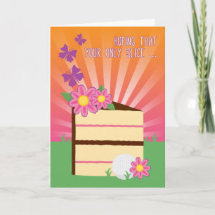 Cute & Fun Birthday Slice for Lady Golfer Card