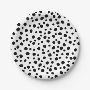 Cute Fun Black and White Dalmatian Animal Print Paper Plate