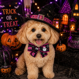 Cute Fun Black Pink Halloween Girl Ghost Boo Grosgrain Ribbon