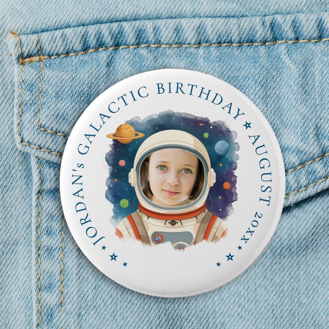 Cute Fun Blue Astronaut Outer Space Galaxy Photo  6 Cm Round Badge (Creator Uploaded)