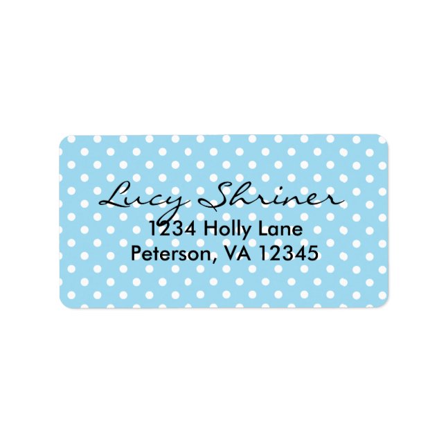 Cute, Fun Blue Polka Dot Pattern Address Label (Front)