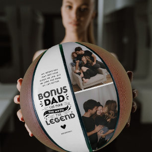 Cute Fun Bonus Dad Quote & 2x Photo  Basketball