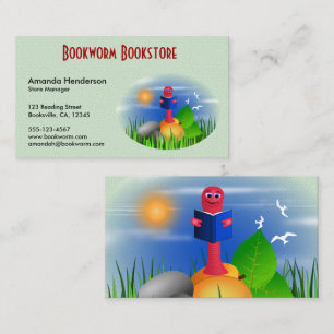 Cute Fun Bookworm Book Store Business Cards