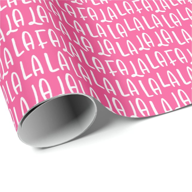 Cute fun bright pink falala Christmas holiday Wrapping Paper (Roll Corner)
