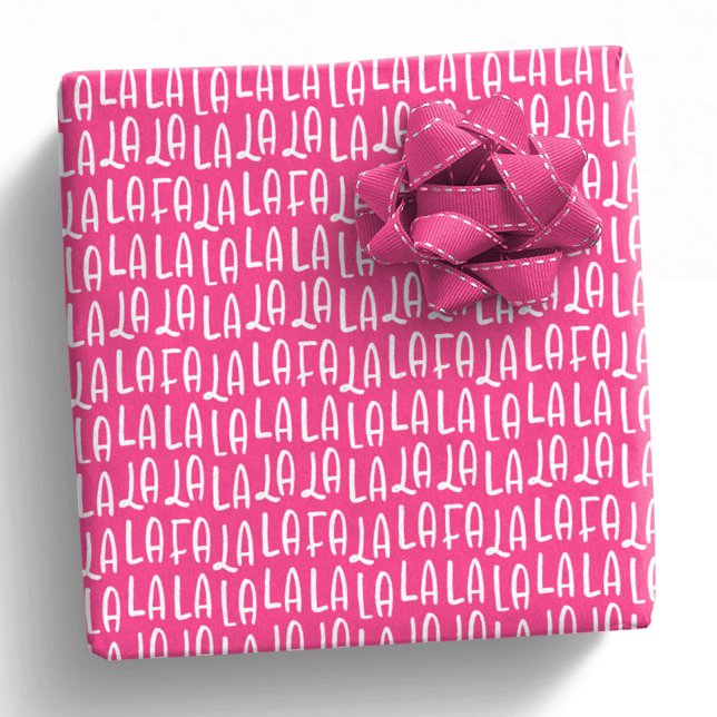 Cute fun bright pink falala Christmas holiday Wrapping Paper (Creator Uploaded)