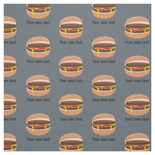 Cute Fun Burgers Pattern, own text and colour Fabric (Swatch)