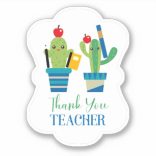 Cute Fun Cactus Thank You Teacher Vinyl Stickers