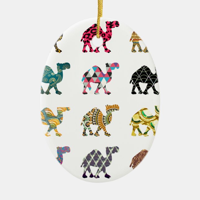 Cute fun camels ceramic tree decoration (Front)