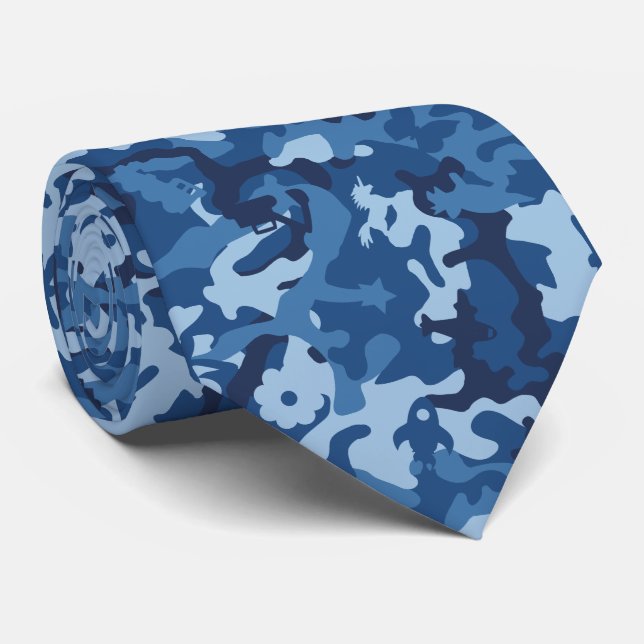 Cute Fun Camo – Blue Tie (Rolled)