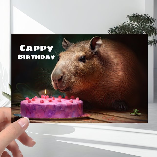 Cute Fun Capybara - "Cappy" Happy Birthday Card (Creator Uploaded)