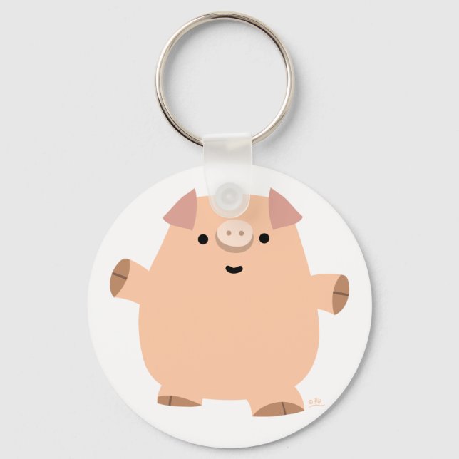 Cute Fun Cartoon Pig Keychain (Front)