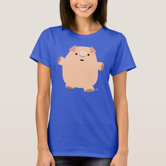 Cute Fun Cartoon Pig Women T-shirt (Front)