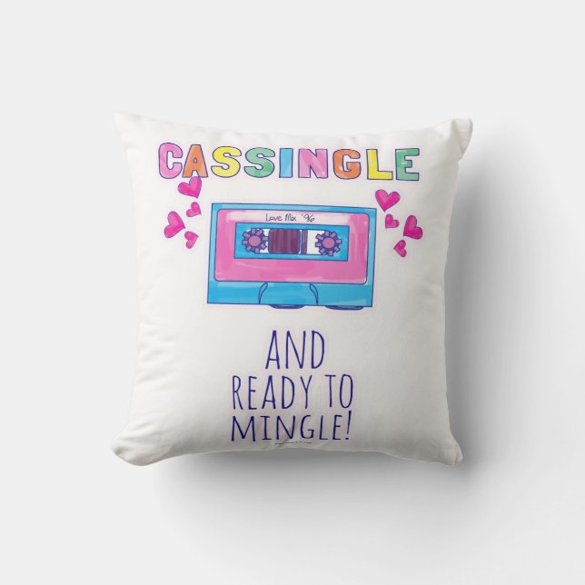 Cute Fun Cassette Flirt Fun Music Slogan Cushion (Front)