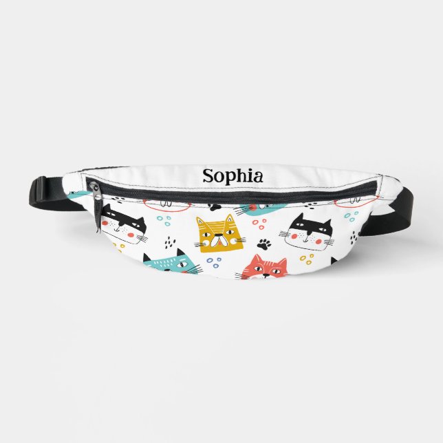 Cute fun cats pattern kids bum bags (Front)