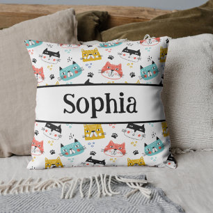Cute fun cats pattern kids cushion