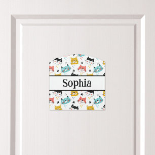 Cute fun cats pattern kids door sign