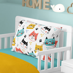 Cute fun cats pattern kids pillowcase