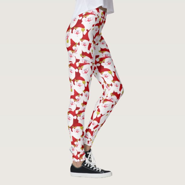Cute Fun Chic Sporty Santa Christmas Leggings (Right)