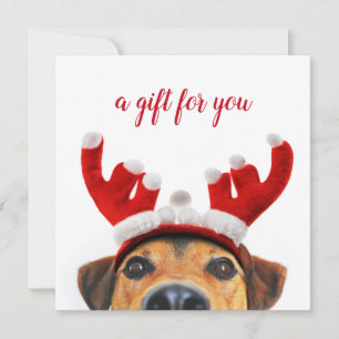 Cute Fun Christmas Dog Reindeer Headband Gift Card