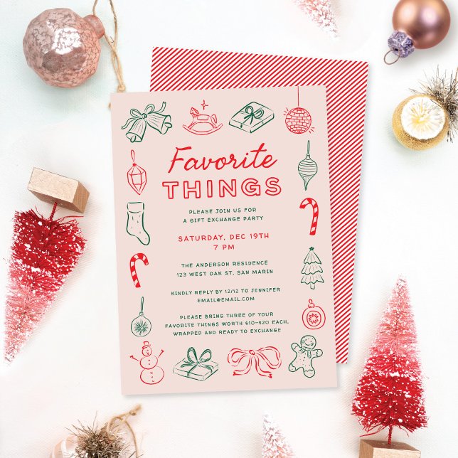 Cute Fun Christmas Doodles Favourite Things Holida Invitation (Creator Uploaded)