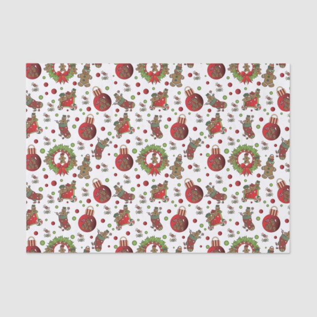 Cute Fun Christmas Gingerbread Men Tissue Paper (Front)