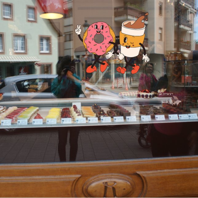 Cute Fun Coffee and Doughnuts Shop Advert  Window Cling (Creator Uploaded)