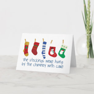 Cute Fun Colourful Christmas Stockings Holiday Card