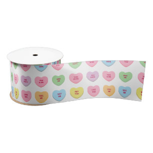 Cute fun colourful conversation hearts pattern satin ribbon