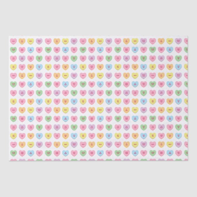Cute fun colourful conversation hearts pattern tissue paper (Front)