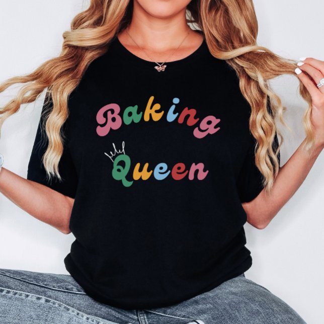 Cute Fun Colourful Crown Retro Baking Queen Womens T-Shirt (Creator Uploaded)