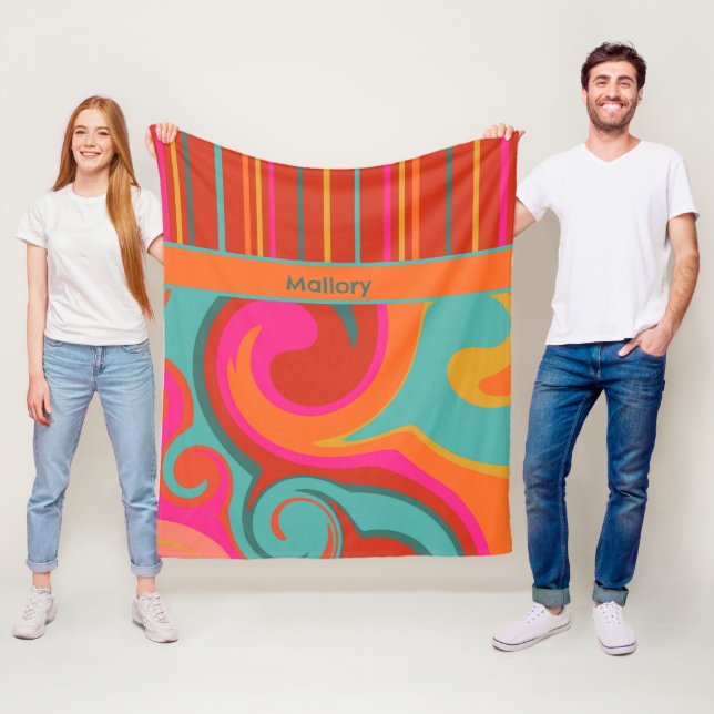 Cute Fun Colourful Funky Girl Inspirivity Fleece Blanket (In Situ)